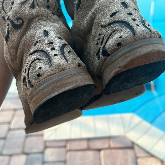 Little Girl Roper Belle Tan Cowboy Western Boots GUC sz 12 Leather Upper Balance - Picture 16 of 17